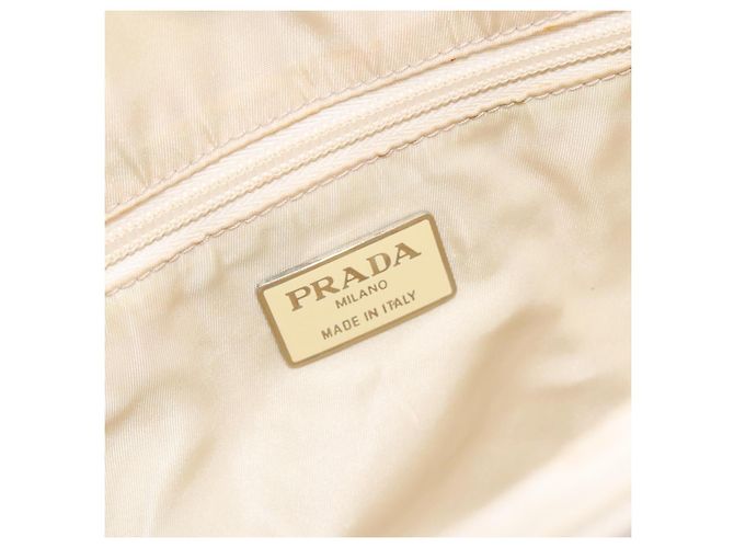 PRADA Borsa a mano in nylon beige Auth bs27127 - vista 17