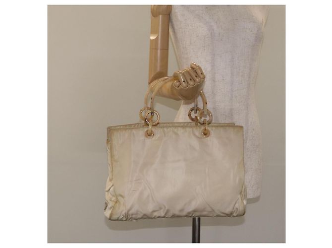 PRADA Borsa a mano in nylon beige Auth bs27127 - vista 23