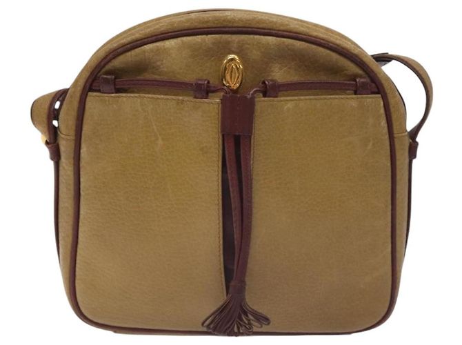 CARTIER Borsa a Spalla Must Line Pelle Marrone Oro Auth BA3580 D'oro - vista 2