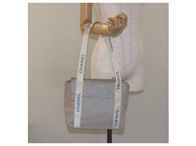 CHANEL Tote Bag PVC Canvas Greige Silber CC Auth bs26664 - Ansicht 22