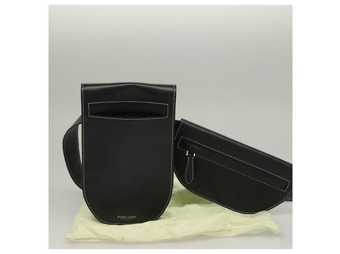 Borsa a vita in pelle nera e oro Burberry Auth bs27391 Nero D'oro - vista 12