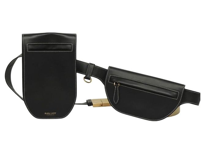 Borsa a vita in pelle nera e oro Burberry Auth bs27391 Nero D'oro - vista 13