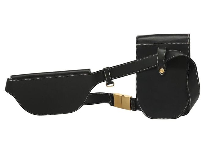 Borsa a vita in pelle nera e oro Burberry Auth bs27391 Nero D'oro - vista 2