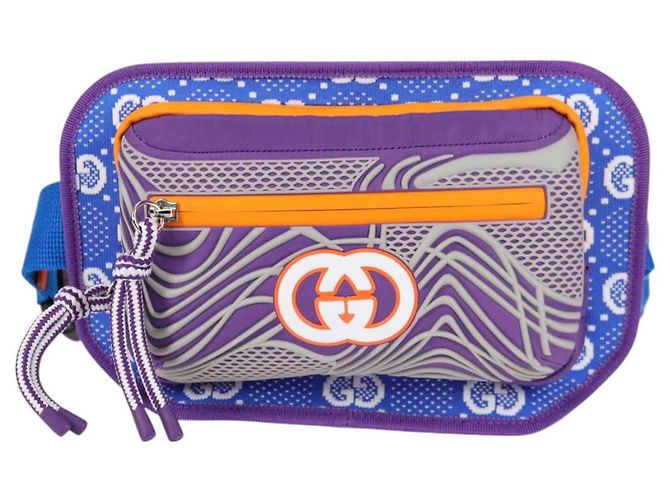 Borsa a vita GUCCI Nylon Argento Viola 752102 Auth 127885M Porpora - vista 2