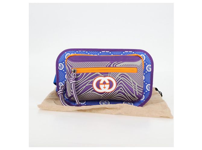 Borsa a vita GUCCI Nylon Argento Viola 752102 Auth 127885M Porpora - vista 24