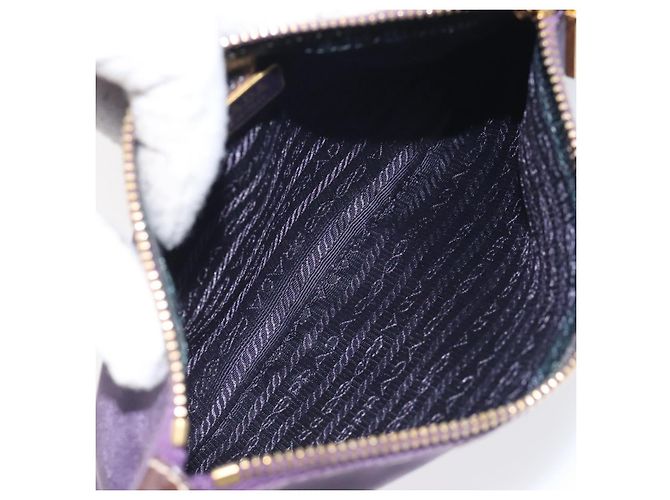Pochette Prada in nylon viola oro Auth ti3227 D'oro Porpora - vista 10