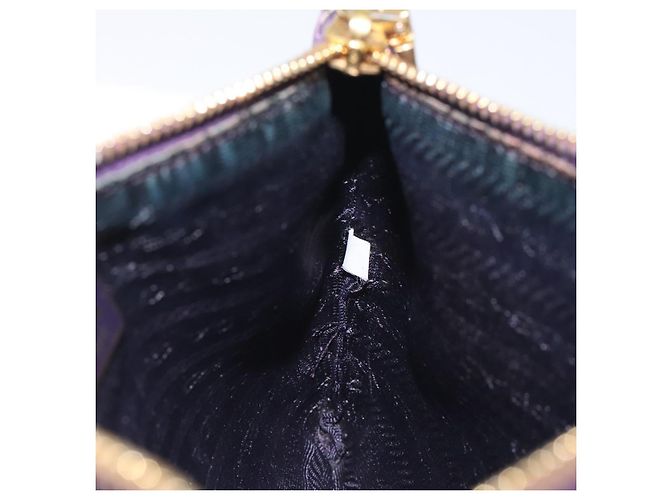 Pochette Prada in nylon viola oro Auth ti3227 D'oro Porpora - vista 11