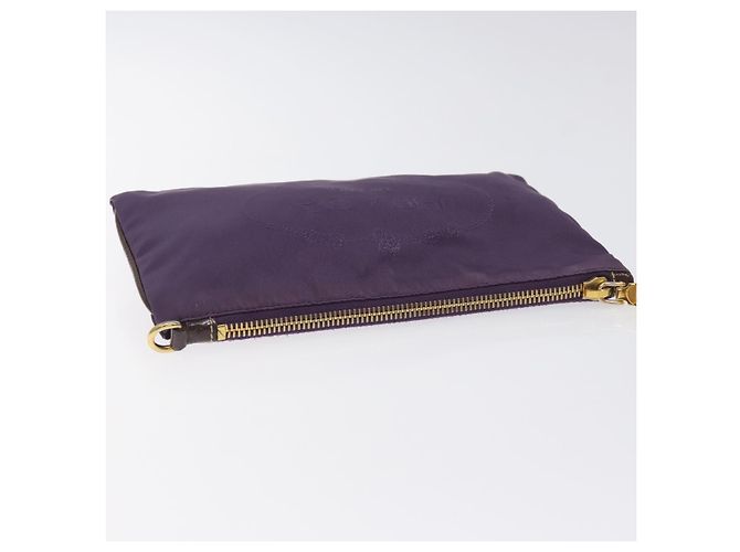 Pochette Prada in nylon viola oro Auth ti3227 D'oro Porpora - vista 5