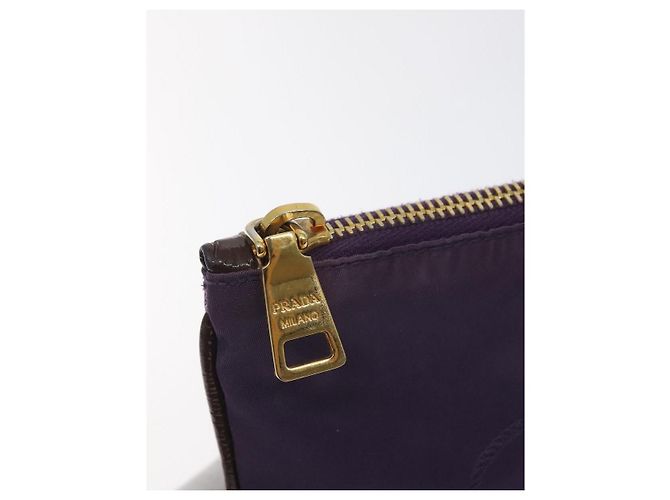 Pochette Prada in nylon viola oro Auth ti3227 D'oro Porpora - vista 8