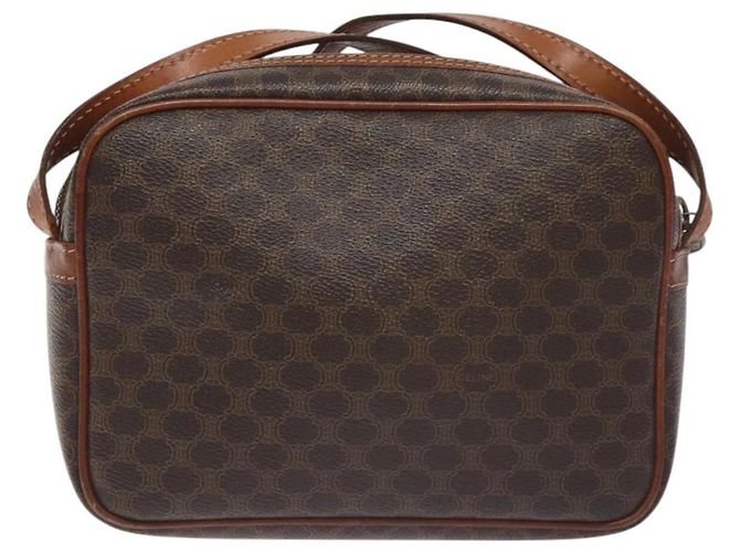 Céline Bolso de hombro de lona Macadam CELINE en cuero PVC marrón dorado Auth 130409 Castaño - vista 2