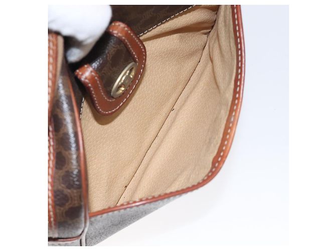 Céline Bolso de hombro de lona Macadam CELINE en cuero PVC marrón dorado Auth 130409 Castaño - vista 22
