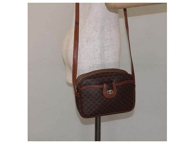 Céline Bolso de hombro de lona Macadam CELINE en cuero PVC marrón dorado Auth 130409 Castaño - vista 23