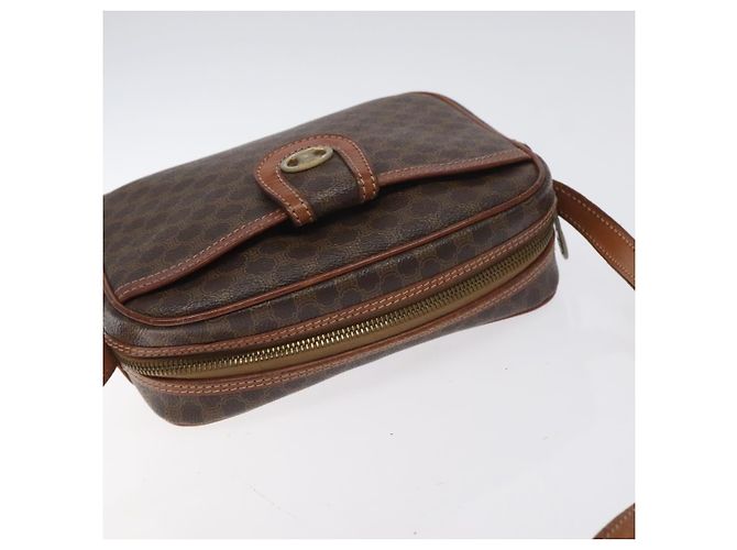 Céline Bolso de hombro de lona Macadam CELINE en cuero PVC marrón dorado Auth 130409 Castaño - vista 6