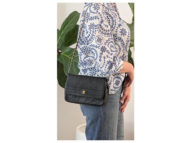 Timeless Chanel Classico Diagonale Medio Senza Tempo Nero - vista 15