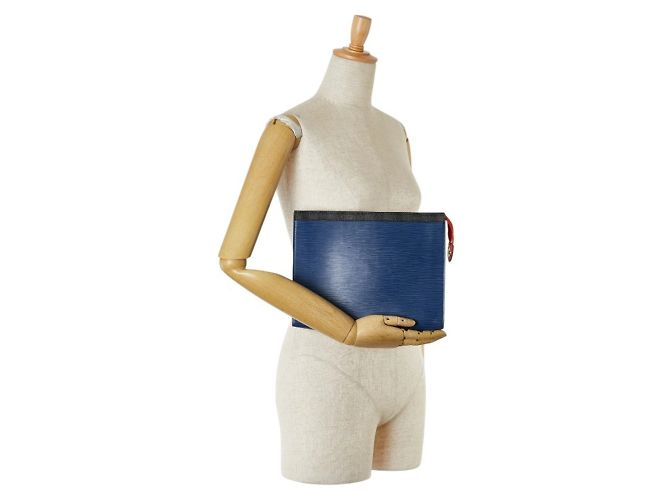 Pochette Voyage MM en cuir Epi Damier Graphite de Louis Vuitton Noir Bleu Marine - vue 7