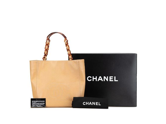 Borsa Tote Chanel Coco Mark Chain Beige - vista 13