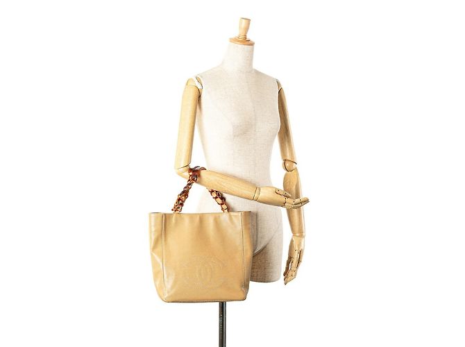 Borsa Tote Chanel Coco Mark Chain Beige - vista 14