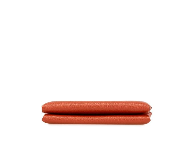 Hermès Monedero Duo Calvi Hermes en cuero de cabra marrón Castaño - vista 3