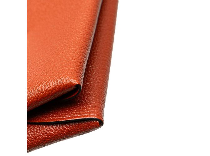 Hermès Monedero Duo Calvi Hermes en cuero de cabra marrón Castaño - vista 4