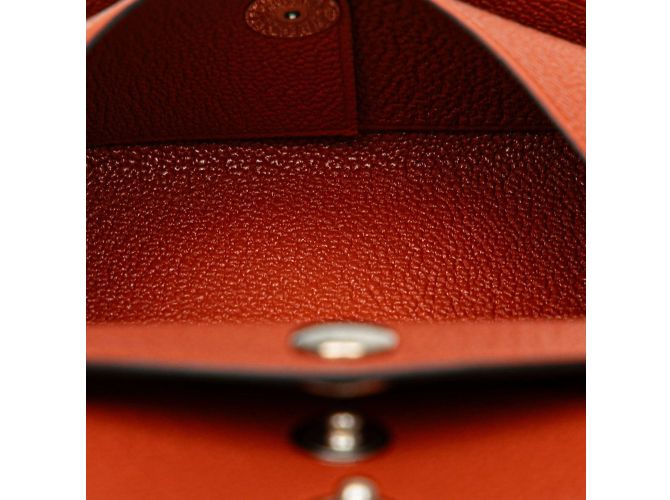 Hermès Monedero Duo Calvi Hermes en cuero de cabra marrón Castaño - vista 7