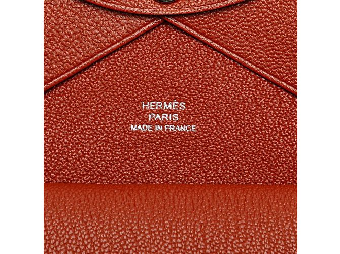 Hermès Monedero Duo Calvi Hermes en cuero de cabra marrón Castaño - vista 8