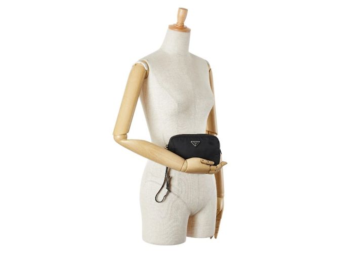 Bolso Triángulo Logo Re-Nylon de Prada Vera Negro - vista 12