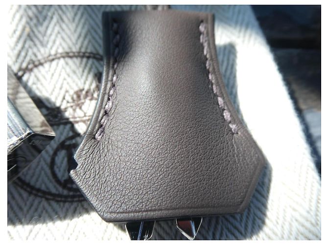 Cerniera, campanella e lucchetto Hermès in pelle swift grigia con dustbag Grigio - vista 2