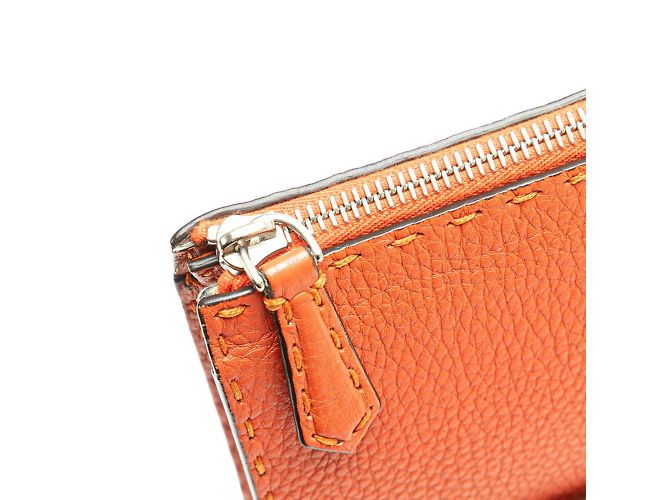 Borsa Clutch Fendi Selleria Arancione - vista 5