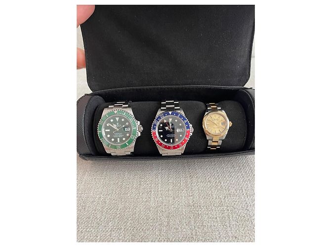 Louis Vuitton – Astuccio da viaggio per 3 orologi in pelle nera Nero - vista 9