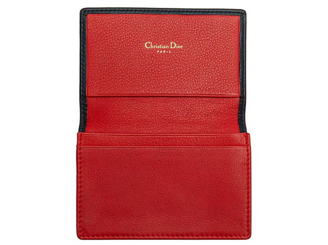 Portafoglio in pelle blu navy e rosso Christian Dior - vista 4