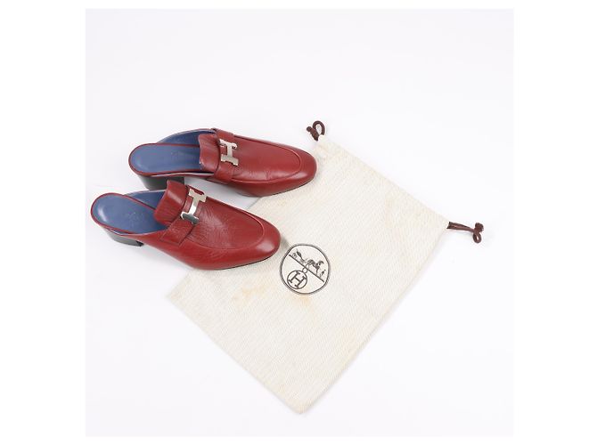 Hermès Mule de cuero Constance Hermes Paradis en burdeos, talla 37,5 EU - vista 12