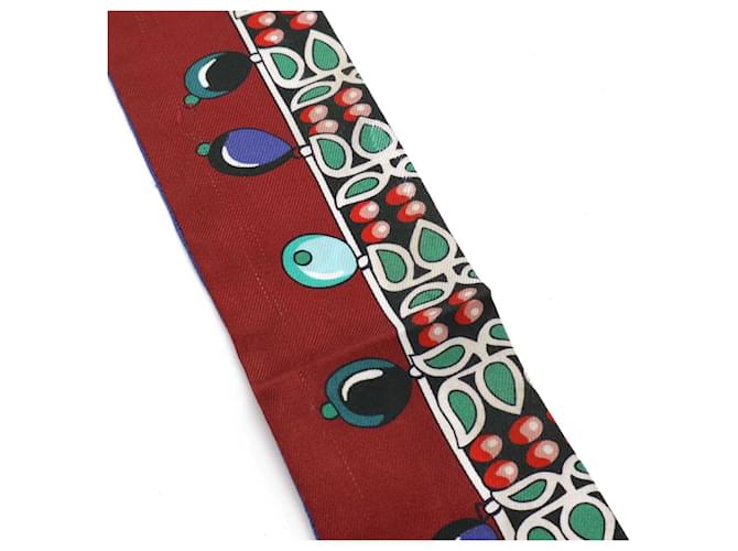 Hermès Twilly Seidenschal Braun Blau Mehrfarben Bordeaux - Ansicht 5