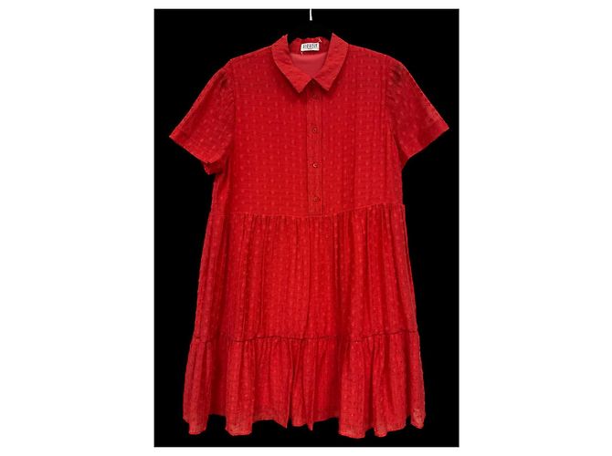 Claudie Pierlot Rotes Rüschenhemdkleid - Ansicht 2