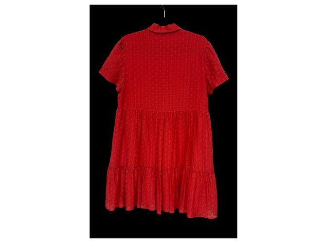 Claudie Pierlot Rotes Rüschenhemdkleid - Ansicht 3