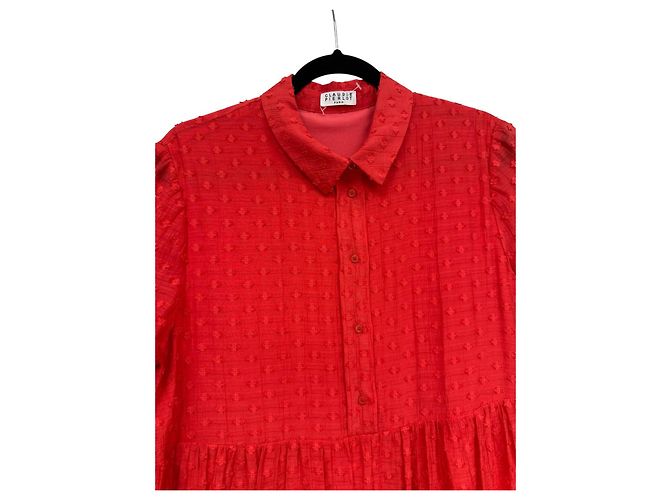 Claudie Pierlot Rotes Rüschenhemdkleid - Ansicht 4