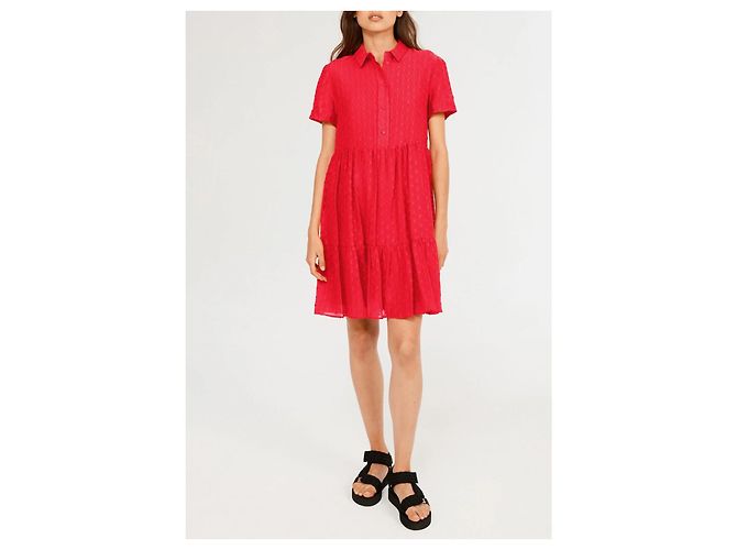 Claudie Pierlot Rotes Rüschenhemdkleid - Ansicht 6
