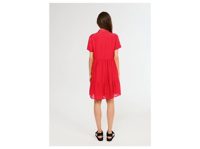 Claudie Pierlot Rotes Rüschenhemdkleid - Ansicht 7