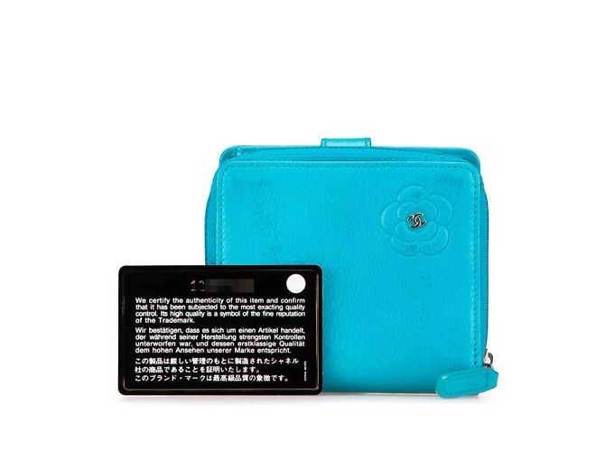 Billetera bi-fold Chanel Camelia Coco Mark Azul claro - vista 13