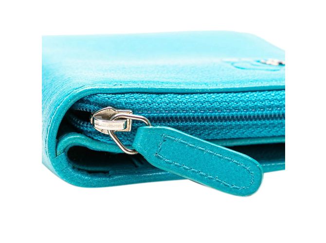 Billetera bi-fold Chanel Camelia Coco Mark Azul claro - vista 6