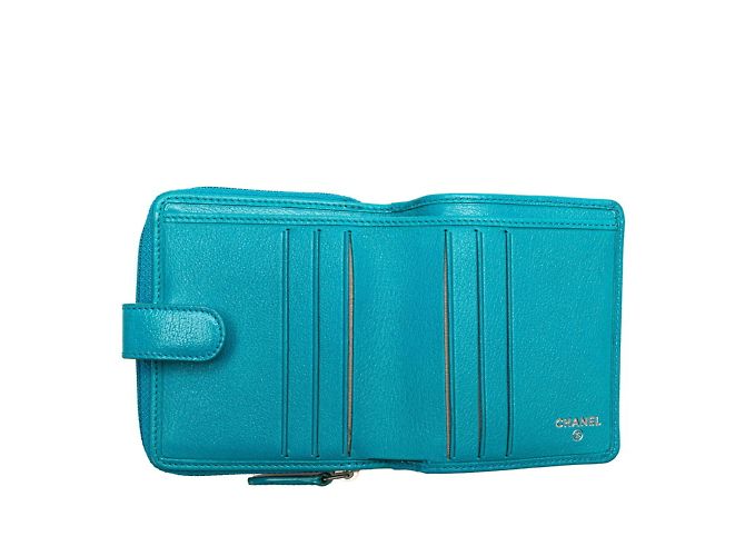 Billetera bi-fold Chanel Camelia Coco Mark Azul claro - vista 7