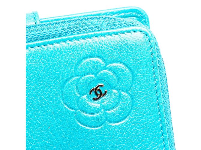 Billetera bi-fold Chanel Camelia Coco Mark Azul claro - vista 9