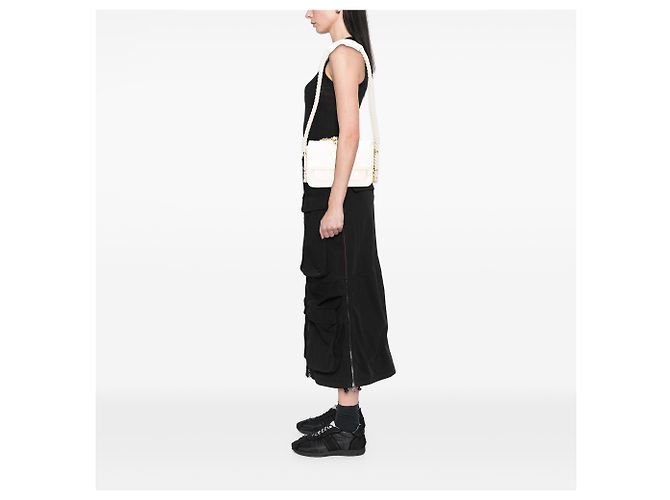 Chanel Branco Couro Amassado En Vogue Flap Corda Cru - vista 13