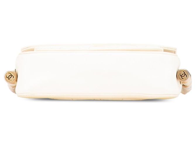 Chanel Branco Couro Amassado En Vogue Flap Corda Cru - vista 3