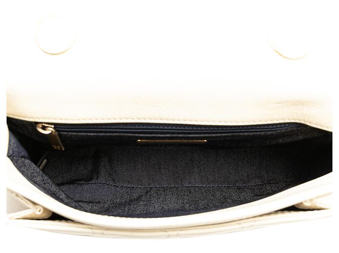 Chanel Branco Couro Amassado En Vogue Flap Corda Cru - vista 4