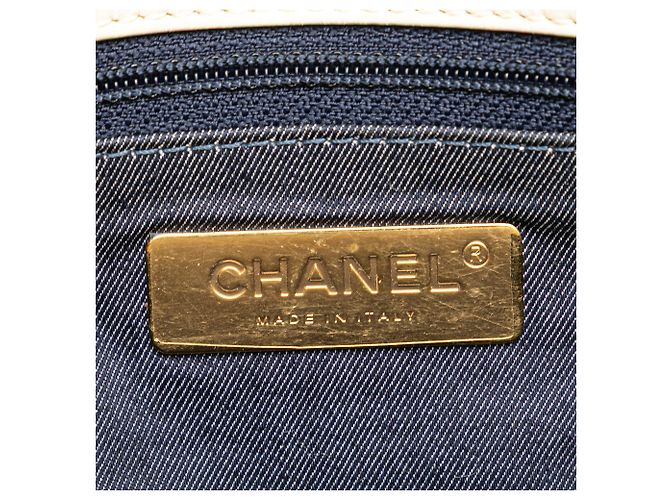 Chanel Branco Couro Amassado En Vogue Flap Corda Cru - vista 5