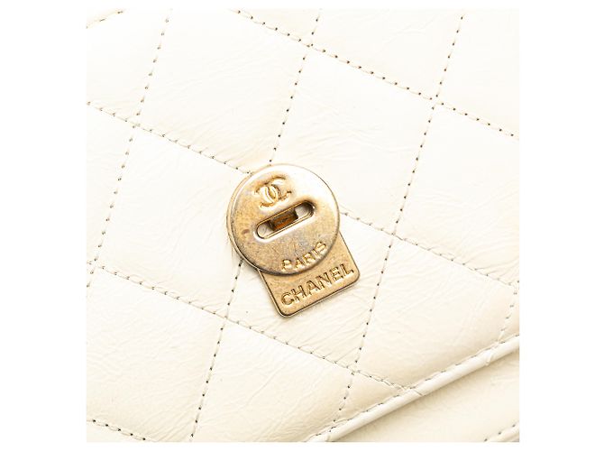 Chanel Branco Couro Amassado En Vogue Flap Corda Cru - vista 8