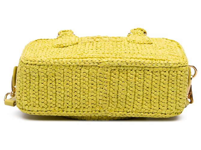 Borsa a mano Arcadie in rafia gialla all'uncinetto Miu Miu Giallo - vista 3