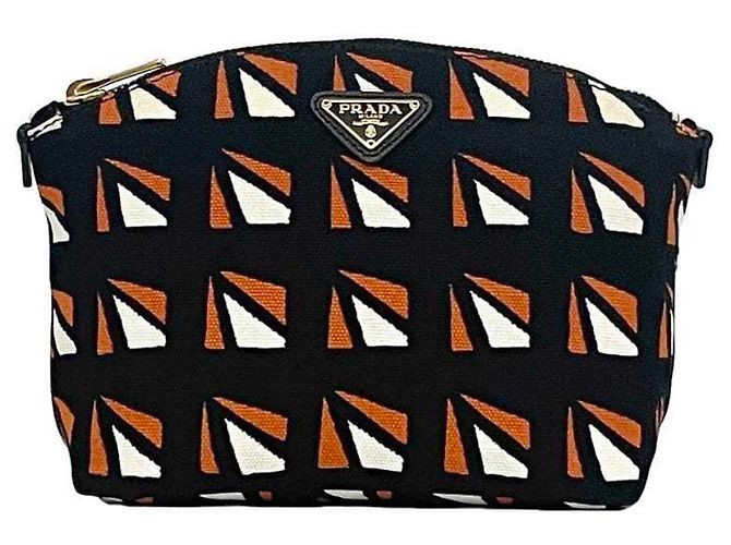 Pochette in pelle Saffiano Prada Nero Arancione - vista 2