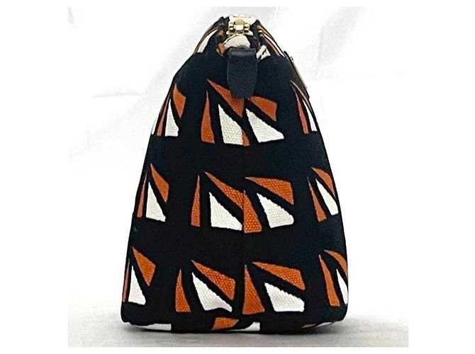 Pochette in pelle Saffiano Prada Nero Arancione - vista 3
