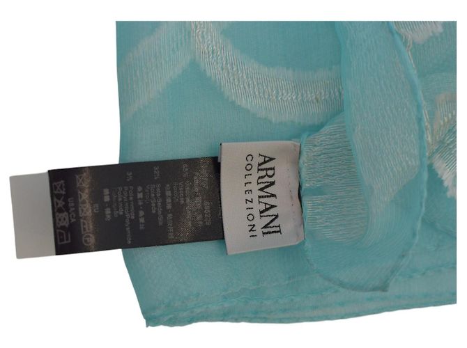 Autre Marque Sciarpa Armani Collezioni blu floreale in seta e viscosa - vista 4